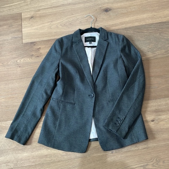 Banana Republic Gray Tailored Fit Single Button Blazer Women's 8 Houndstooth - Picture 1 of 14